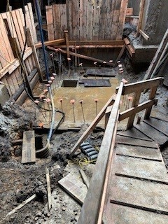 elevator pit slab sump placed